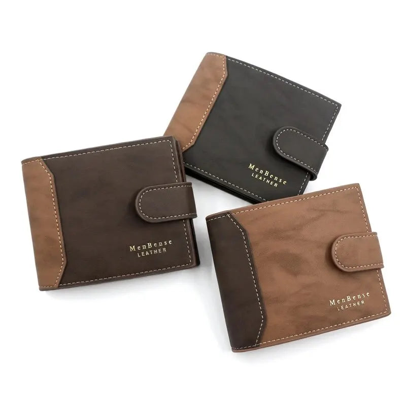Portefeuille Homme Cuir PU avec Fermoir - Porte-Cartes Business Compact