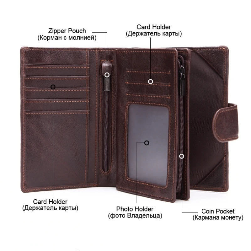 Portefeuille Homme Court Cuir Véritable Luxe - Porte-Cartes ID Multifonction Unisexe
