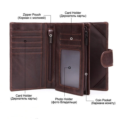 Portefeuille Homme Court Cuir Véritable Luxe - Porte-Cartes ID Multifonction Unisexe