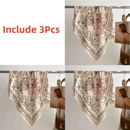 Foulard Carré Coton 70cm Imprimé Floral Femme - Bandana Headband Neckerchief Accessoire