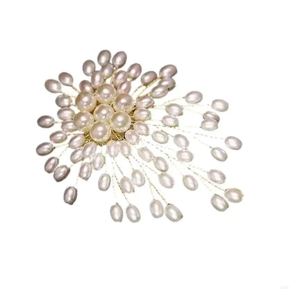 Broche Fleur Perles Luxueuse Statement – Pin's Élégant Décoration Vêtements Femme