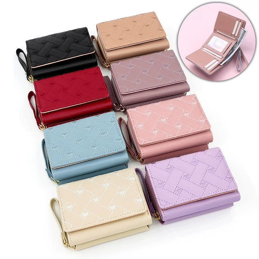 Portefeuille Femme Kawaii Mignon - Petit Porte-Monnaie Cuir Rose Designer