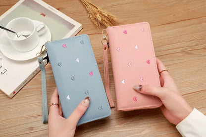 Portefeuille Long Femme Brodé - Pochette Dragonne Multi-Cartes Élégante
