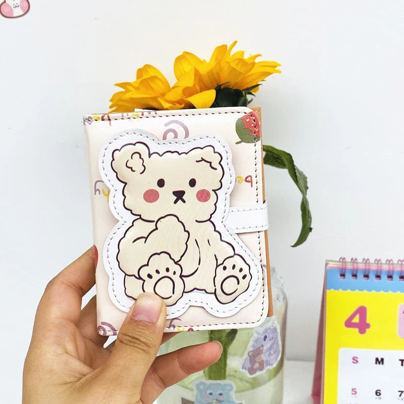 Portefeuille Femme Court Ourson Kawaii - Porte-Monnaie Cartoon Mignon Trifold Porte-Carte Étudiant