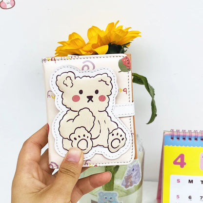Portefeuille Femme Court Ourson Kawaii - Porte-Monnaie Cartoon Mignon Trifold Porte-Carte Étudiant