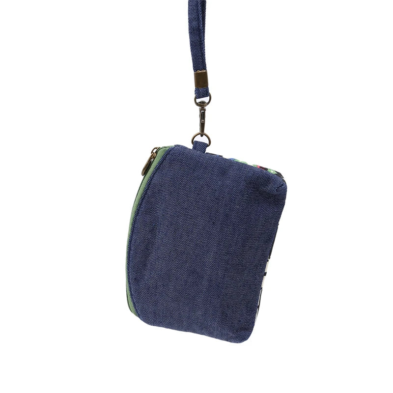 Porte-Monnaie Ethnique en Coton - Pochette Double Zip pour Femme et Enfant
