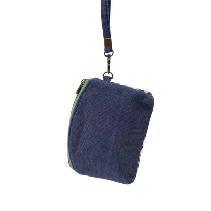 Porte-Monnaie Ethnique en Coton - Pochette Double Zip pour Femme et Enfant