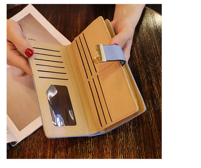 Portefeuille Long Femme Cuir PU Feuilles Dorées - Clutch Porte-Cartes Monnaie Élégant