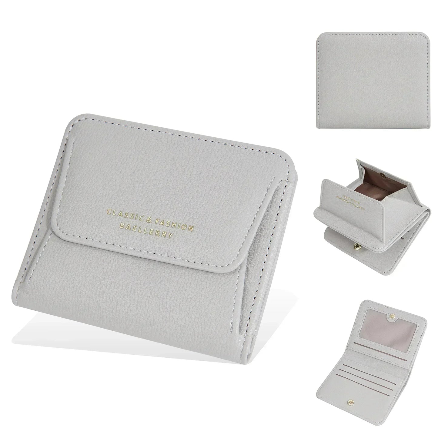 Portefeuille Femme Court Mini Cuir PU Noir - Porte-Carte Porte-Monnaie Multifonction Compact Rouge
