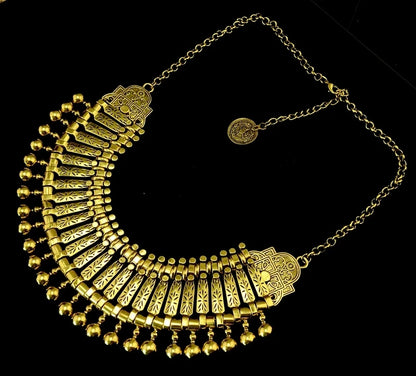 Parure Bijoux Afghan Bohème – Collier Choker Pièces Pompons Boucles