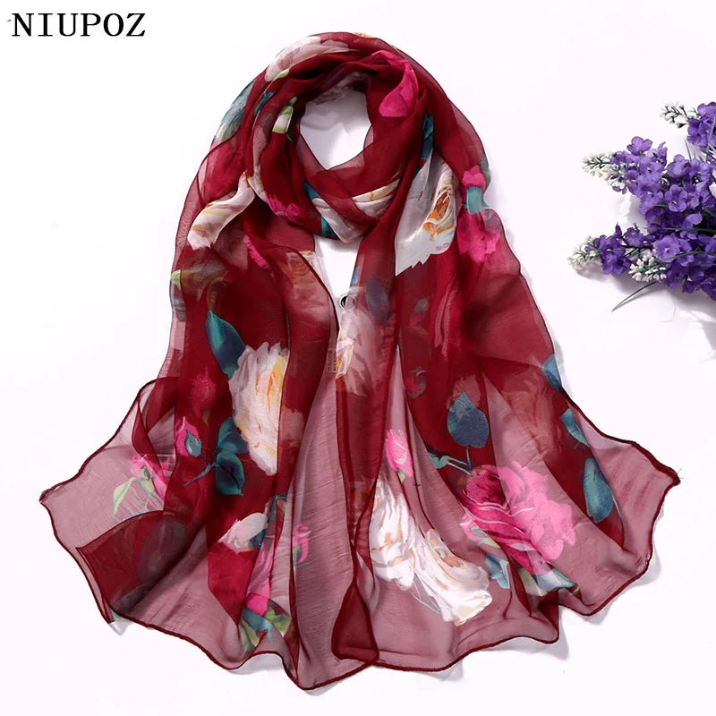 Foulard Écharpe Mousseline Georgette Rose Femme - Bandana Châle Été Protection Solaire Plage