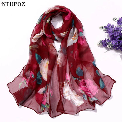Foulard Écharpe Mousseline Georgette Rose Femme - Bandana Châle Été Protection Solaire Plage