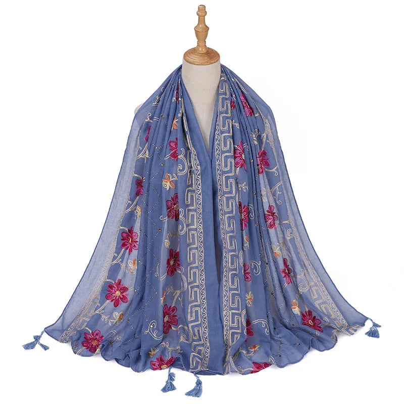 Hijab Imprimé Aquarelle Premium - Voile Femme Doux et Léger