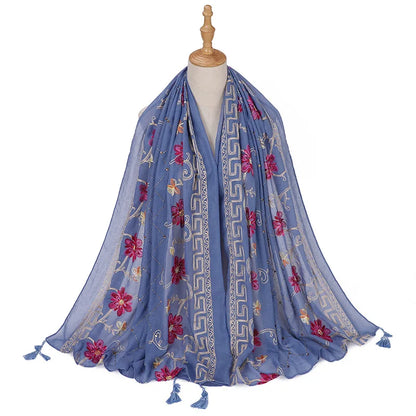 Hijab Imprimé Aquarelle Premium - Voile Femme Doux et Léger