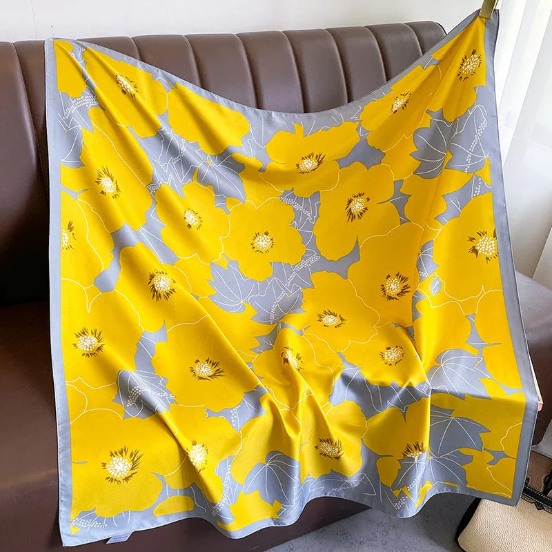 Foulard Carré Soie Twill Design Femme - Écharpe Hijab Bandana Châle Luxe Headband