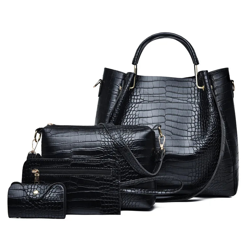 Ensemble 4 Pièces Sacs à Main Femme Cuir Vintage - Set Complet Bandoulière Cadeau 2026