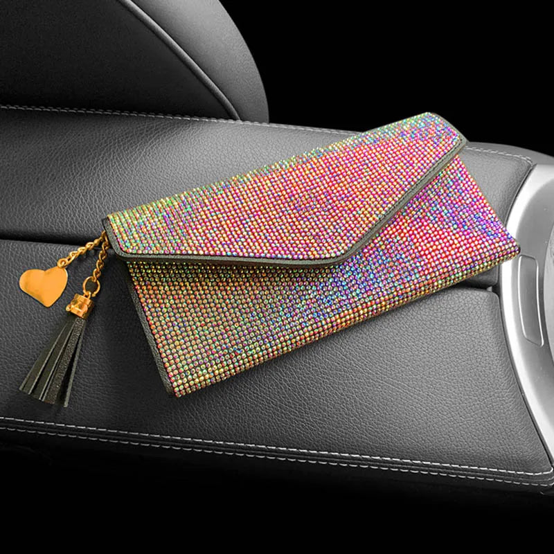 Portefeuille Femme Cristaux Bling - Porte-Cartes Carré Fashion avec Strass