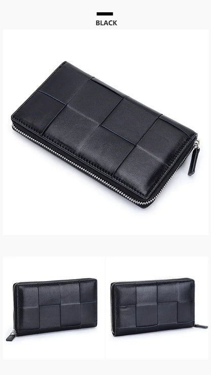 Portefeuille Femme Cuir Véritable Long - Porte-Monnaie Luxe Design Clutch Cadeau