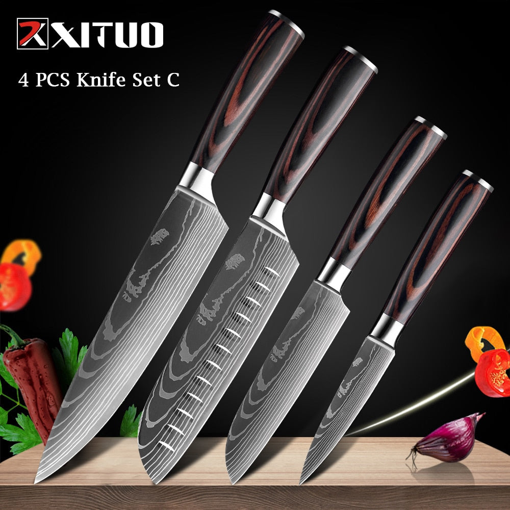 Couteaux de Chef Professionnels 1-10 Pièces - Set Cuisine Acier Inoxydable