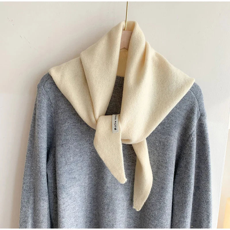 Foulard Triangle Laine Style Américain Coréen - Écharpe Tricotée Multifonction Femme Hiver