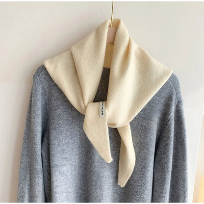 Foulard Triangle Laine Style Américain Coréen - Écharpe Tricotée Multifonction Femme Hiver