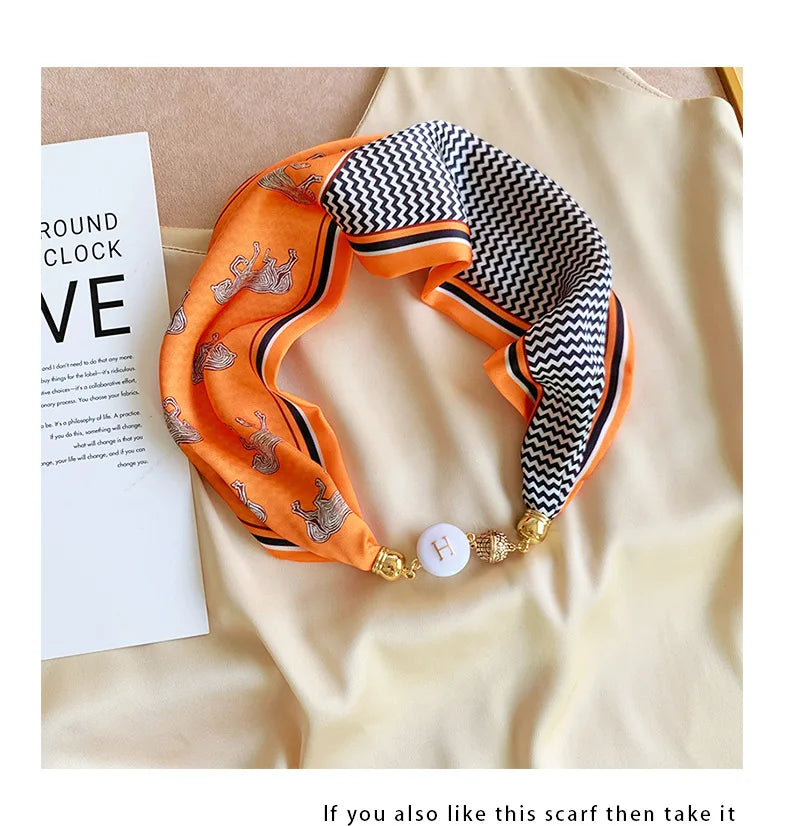 Women's Square Scarf with Magnetic Buckle - Versatile Summer Luxury Scarf/Necklace