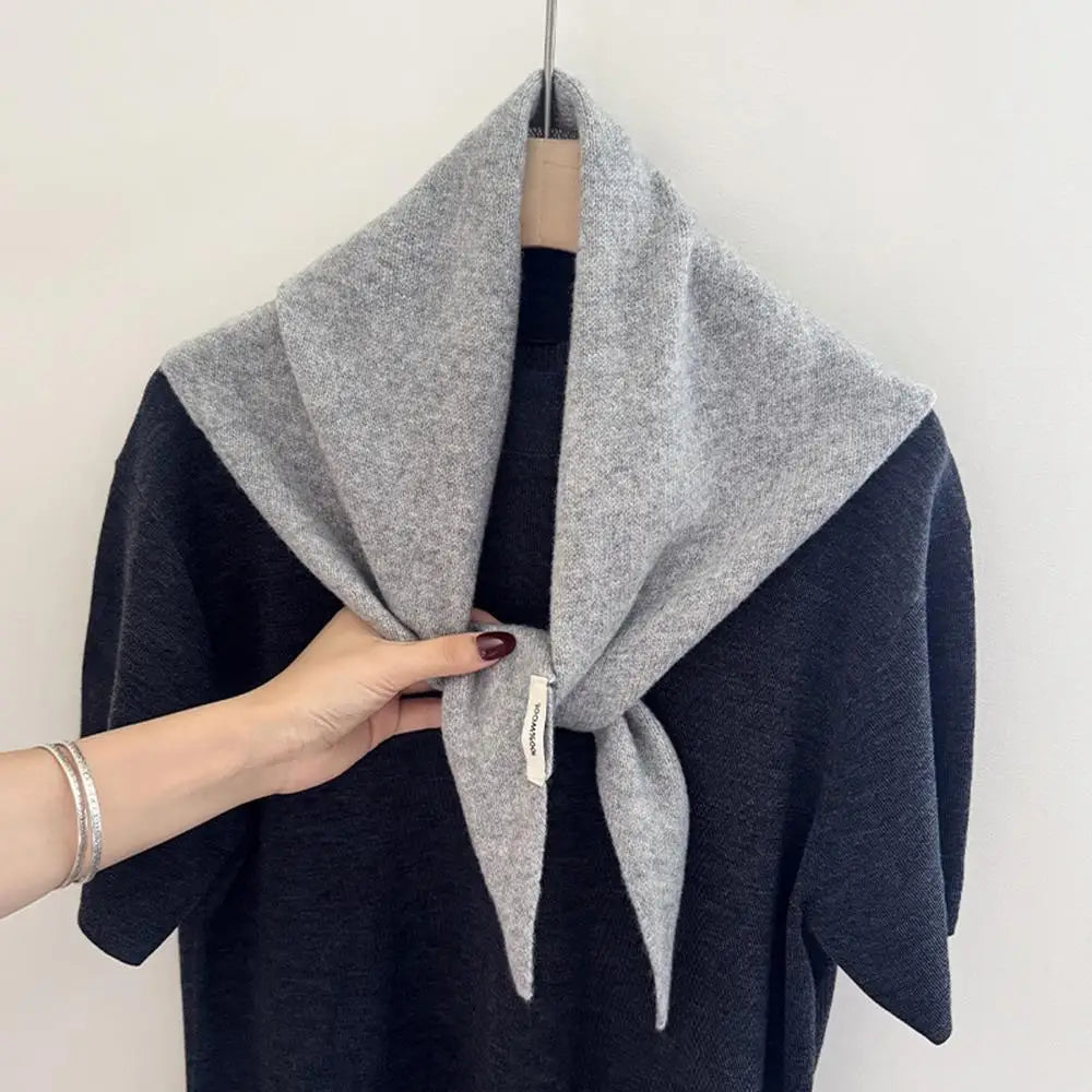 Foulard Triangle Laine 100% Coréen Femme - Écharpe Cachemire Longue Chaude Châle Tricotée