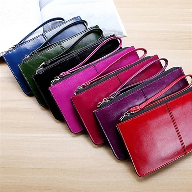 Portefeuille Femme Business Cuir PU Long - Clutch Fermeture Éclair Porte-Cartes Grande Capacité Vert Foncé