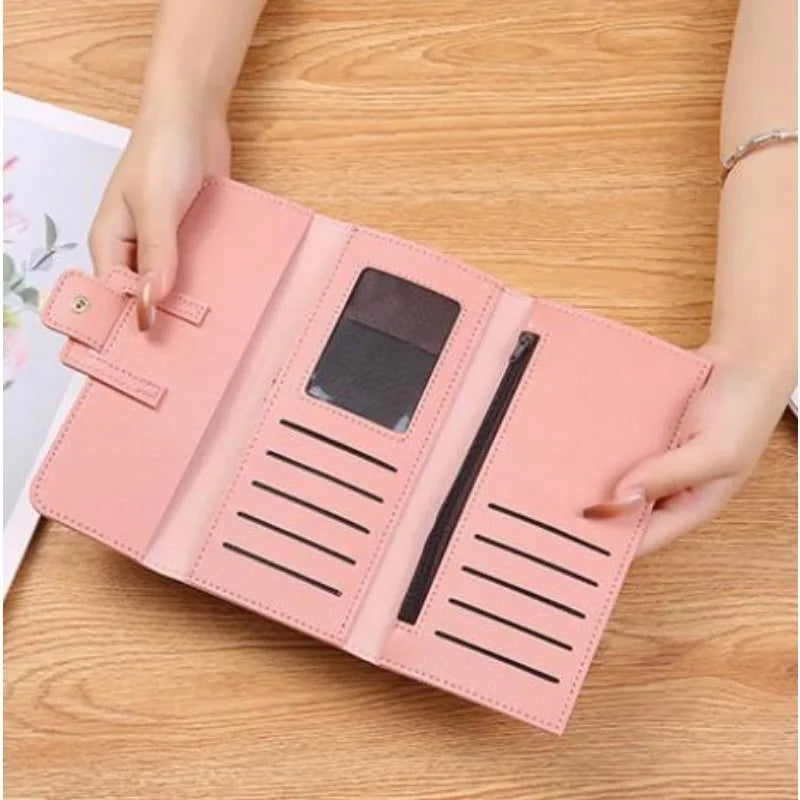 Portefeuille Long Femme Cuir PU Grande Capacité - Porte-Cartes Multi-Positions Fashion
