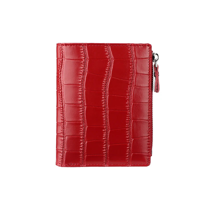 Portefeuille Femme Cuir Véritable Anti-RFID - Porte-Monnaie Compact avec Protection Carte Bancaire