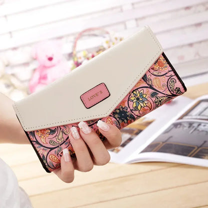 Portefeuille Pochette Femme Enveloppe Grande Capacité - Porte-Monnaie Long Cuir PU Bouton Clutch Élégant