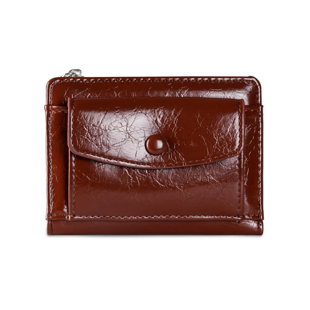 Portefeuille Court Ultra-Mince Cuir PU - Pochette Clutch Zip Multifonction Unisexe