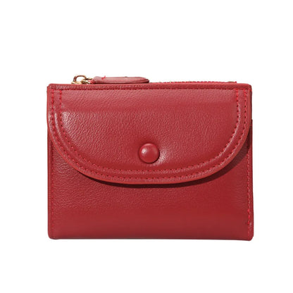 Portefeuille Femme Court Pliable Coloré Mini - Porte-Monnaie Zippé PU Multifonction Portable Marron