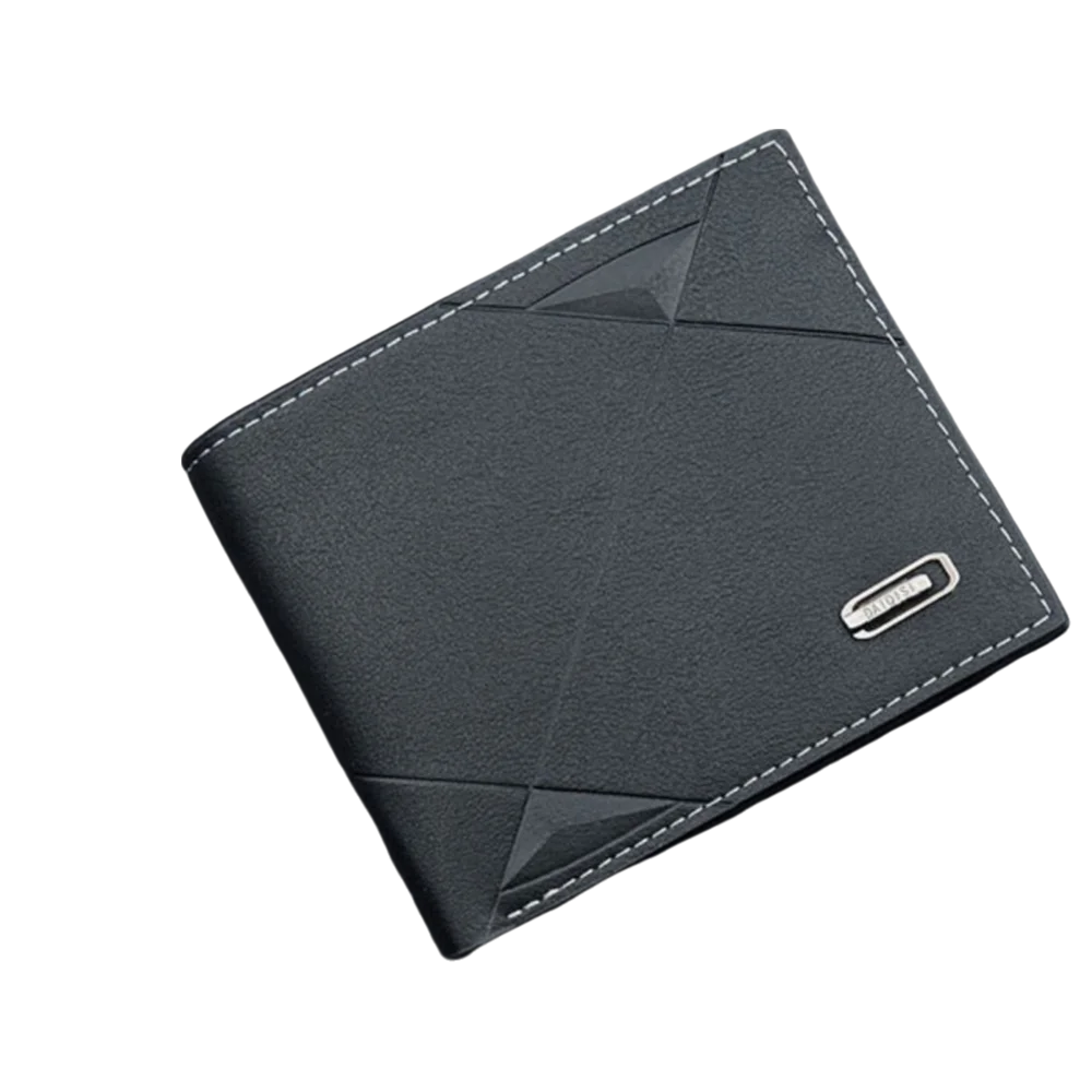 Portefeuille Homme Court Cuir PU Bifold Business - Porte-Carte Crédit Cash Bag Couleur Unie Café