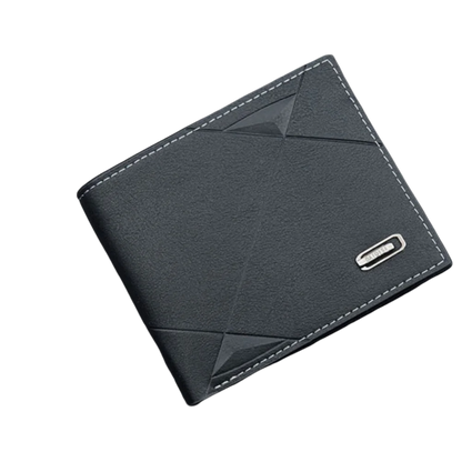 Portefeuille Homme Court Cuir PU Bifold Business - Porte-Carte Crédit Cash Bag Couleur Unie Café
