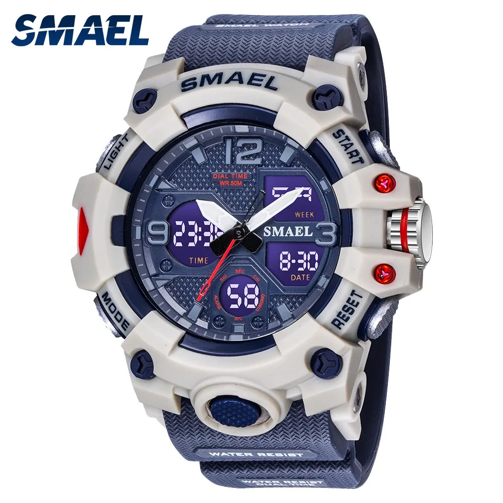 Montre Sport Militaire Homme LED - Alarme Chronomètre Étanche Dual Time