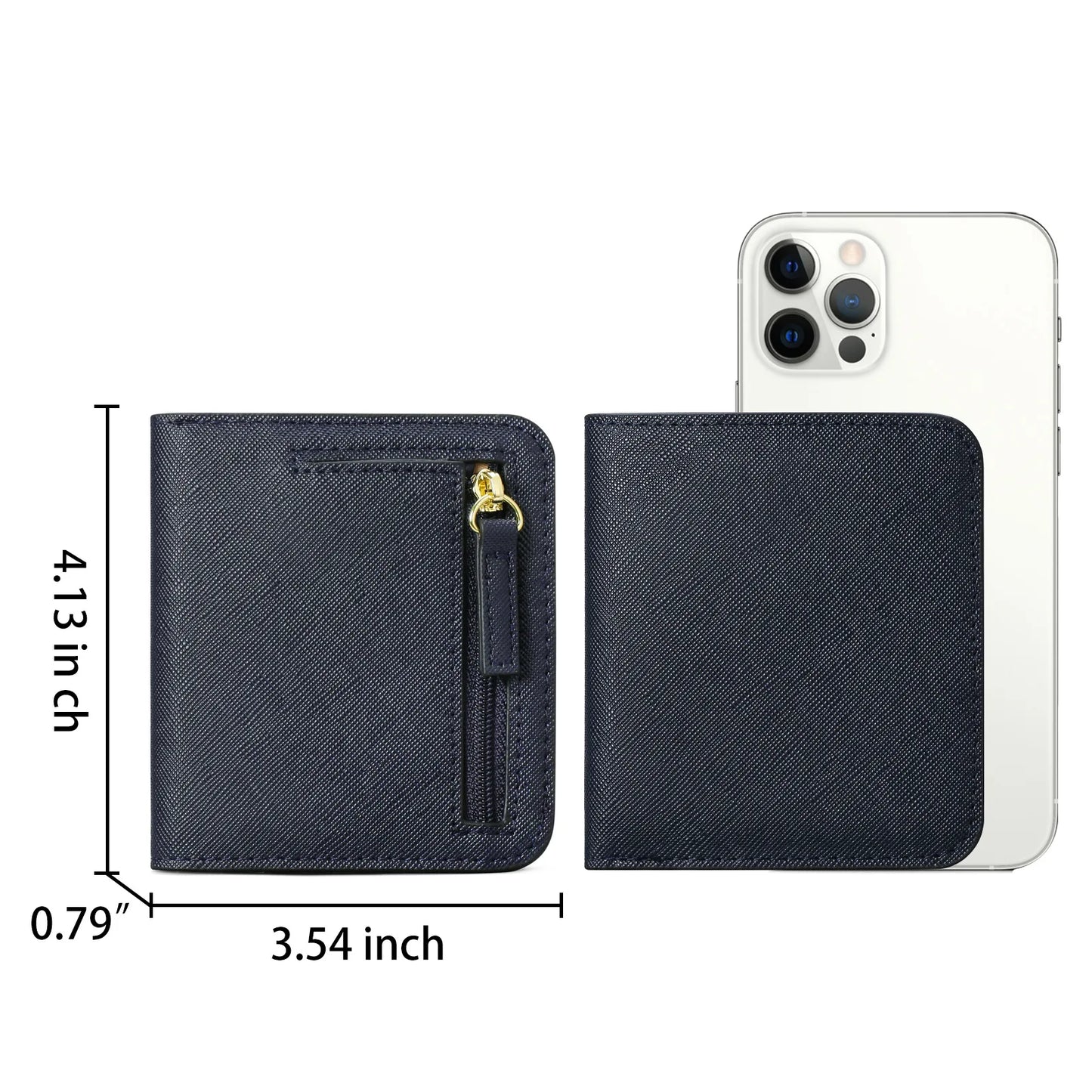 Portefeuille Femme RFID Bifold Compact Cuir - Mini Porte-Monnaie avec Fenêtre ID