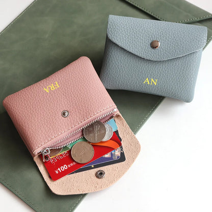 Portefeuille Femme Cuir PU Personnalisable Lettres Nom - Porte-Carte Monnaie Compact Rabat Cadeau Unique