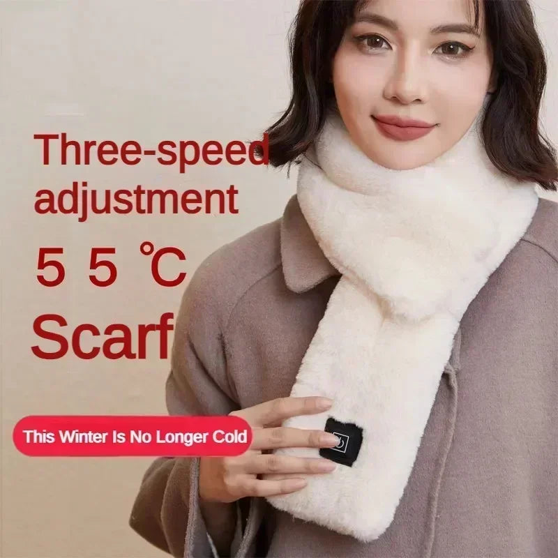 Foulard Écharpe Chauffant USB Rechargeable Femme Homme - Laine Hiver Cou Ski Kaki