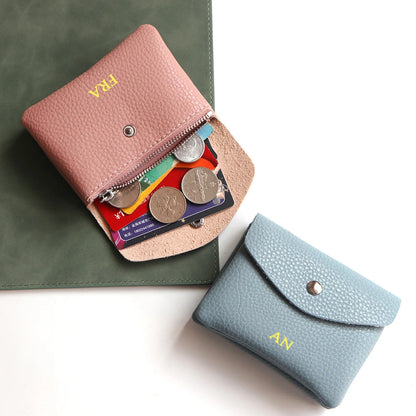 Portefeuille Femme Cuir PU Personnalisable Lettres Nom - Porte-Carte Monnaie Compact Rabat Cadeau Unique