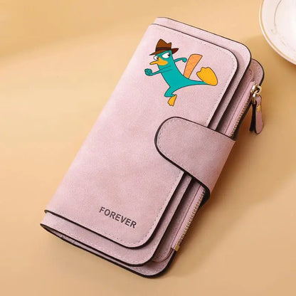 Portefeuille Long Phineas et Ferb Cuir PU - 15 Porte-Cartes Zip pour Enfants
