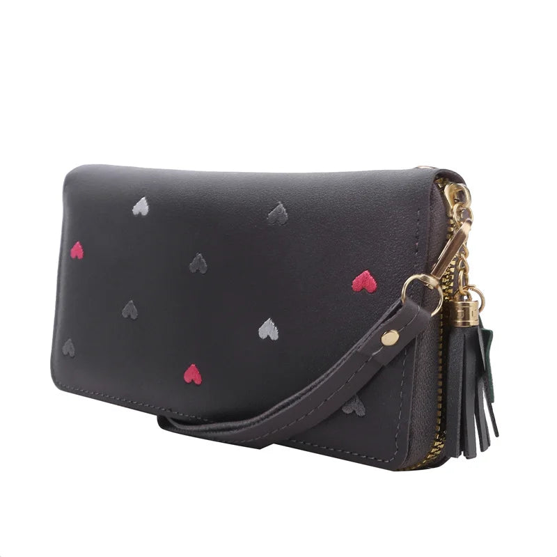 Portefeuille Long Femme Cœur Amour Luxe - Porte-Cartes Téléphone Clutch Fille
