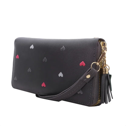 Portefeuille Long Femme Cœur Amour Luxe - Porte-Cartes Téléphone Clutch Fille