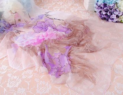 Foulard Écharpe Georgette Dégradé Pivoine Femme - Bandana Châle Été Protection Solaire Plage