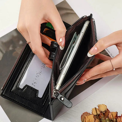 Portefeuille Femme Long Cuir Vintage RFID - Porte-Chéquier Carnet Chèques Protection Anti-RFID Élégant