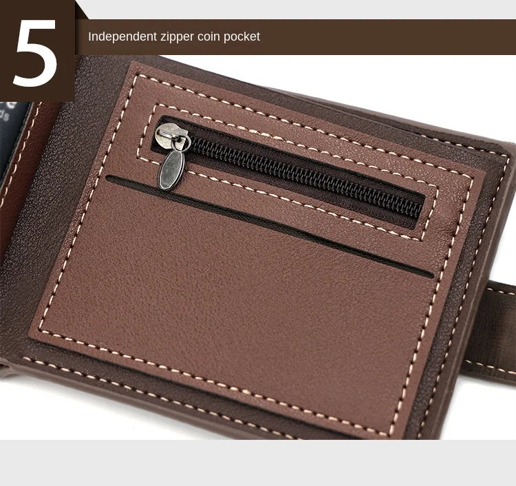 Portefeuille Homme Cuir PU avec Fermoir - Porte-Cartes Business Compact