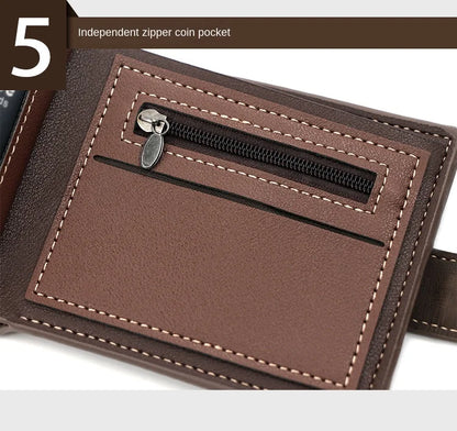 Portefeuille Homme Cuir PU avec Fermoir - Porte-Cartes Business Compact