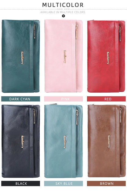 Portefeuille Femme Cuir PU Multi-Fonctions - Pochette Clutch Porte-Cartes Téléphone