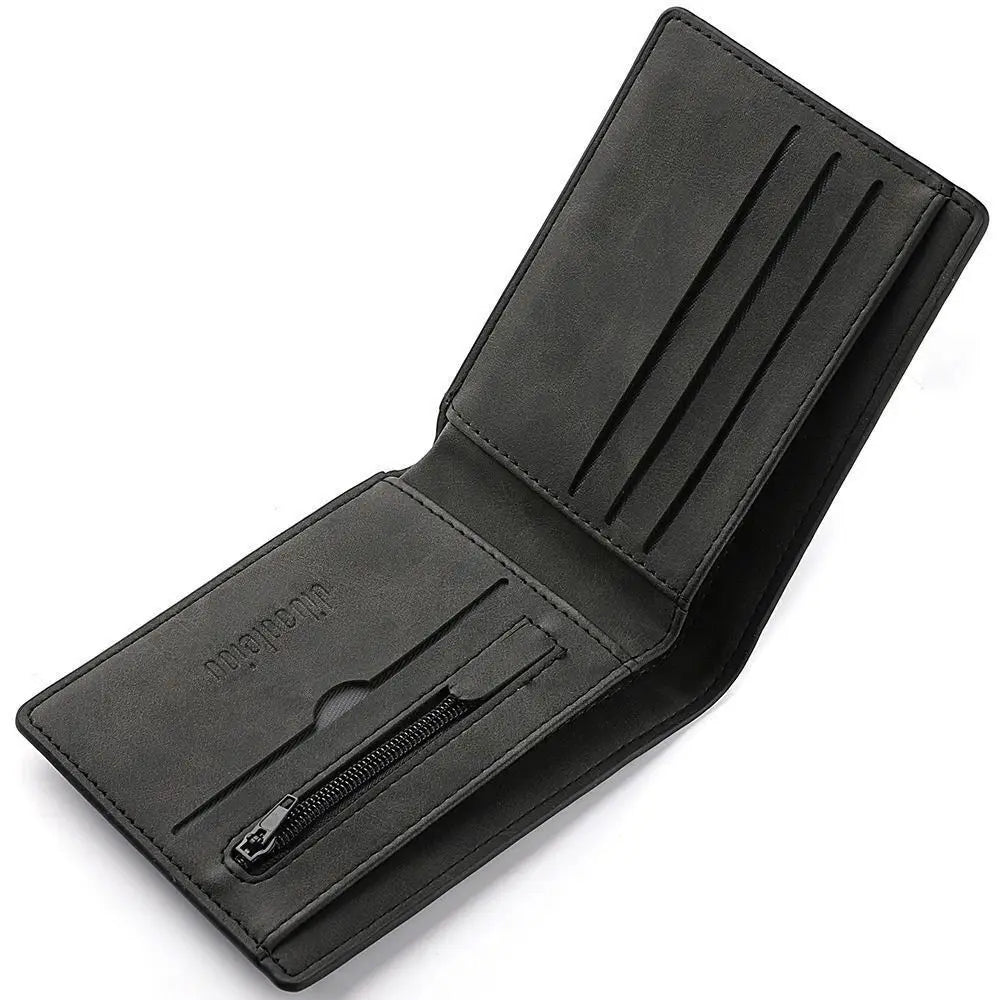 Portefeuille Homme Cuir PU Multi-Cartes - Porte-Monnaie Court Grande Capacité Pliable