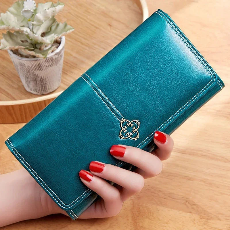 Portefeuille Femme Long Cuir PU - Porte-Cartes Classique avec Fermeture Éclair